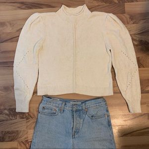 Cream Wilfred Sweater with Ruched Shoulder